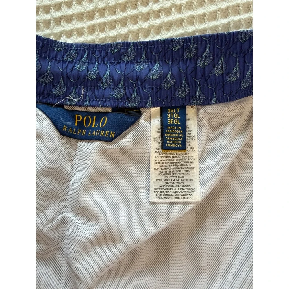 Polo Ralph Lauren Swim Trunks Mens 3XLT Blue Marlin Fish Print Board Shorts